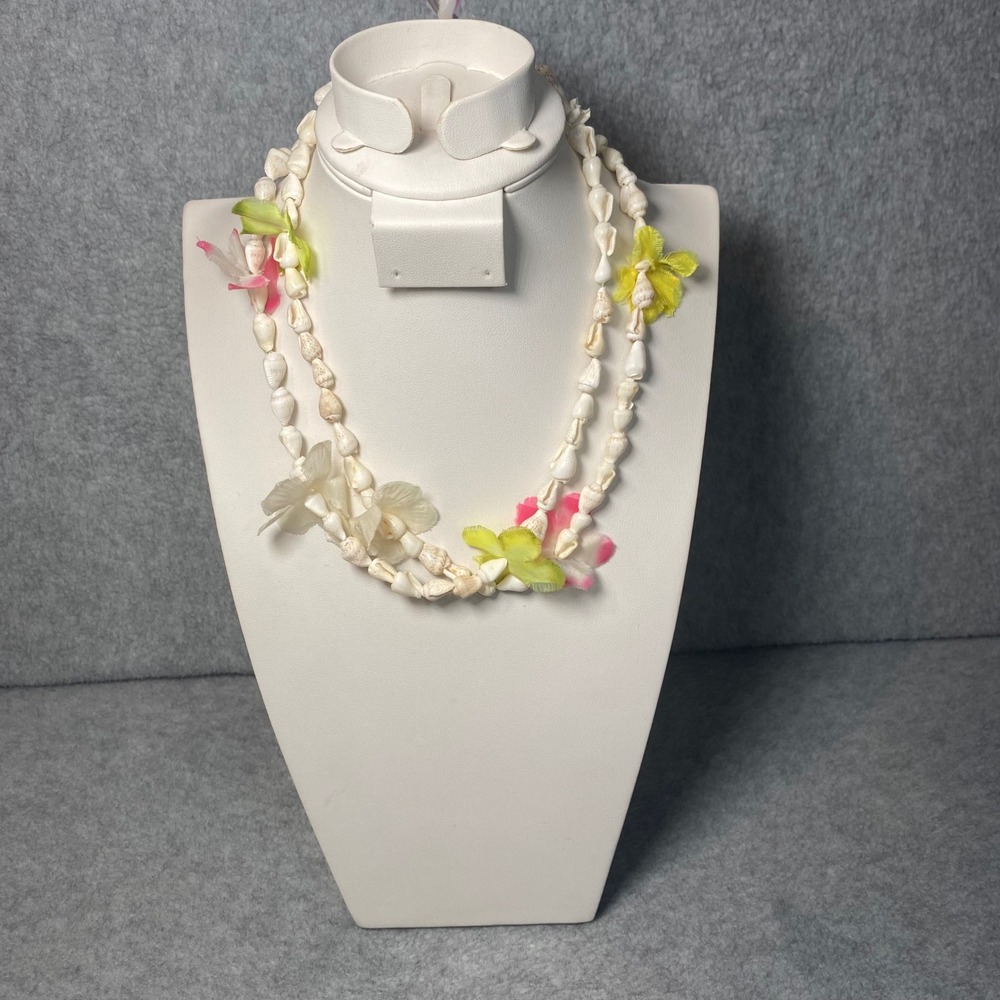 Shell Lei Necklace Women Floral Tropical Boho Beach Summer Island Coastal 34 in